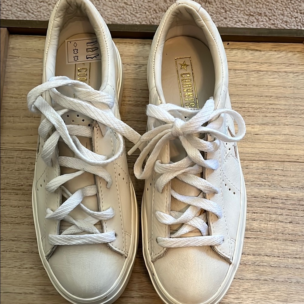 Converse White Leather One ⭐️  All ⭐️ Sneakers Classic Low-Top Design platform